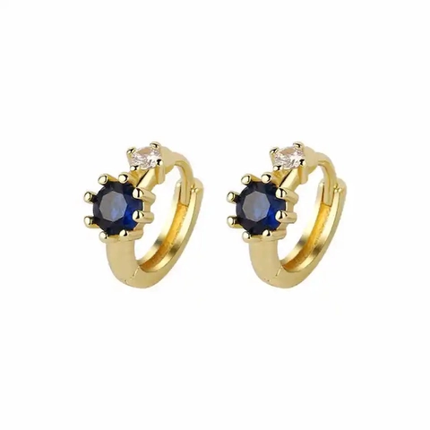 925 Sterlingsilber Blaue Zirkonia Planeten Huggie Ohrringe 18K Vergoldet Luxus Elegante Kleine Creolen Für Damen
