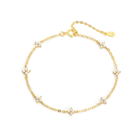 Elegantes S925 Sterlingsilber Kleeblatt Vierblättrige Blume Zirkonia Armband Für Damen Verstellbar Luxus Mode Schmuck Geschenk