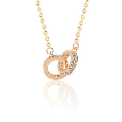 Collana con Ciondolo a Doppio Cerchio in Argento Sterling 925 per Donna Elegante Gioielli con Catena a Clavicola in Zirconia