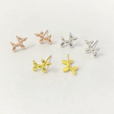 Orecchini a Bottone a Forma di Cane Palloncino in Argento Sterling 925 per Donna Gioielli alla Moda Minimalisti