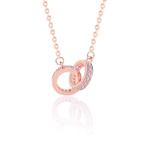 Collana con Ciondolo a Doppio Cerchio in Argento Sterling 925 per Donna Elegante Gioielli con Catena a Clavicola in Zirconia