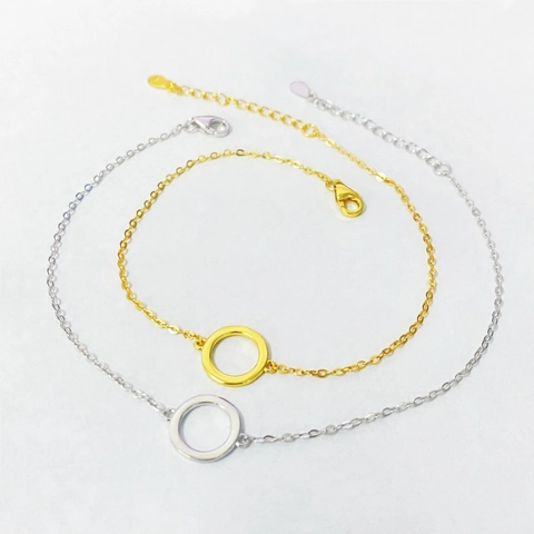 Minimalistisches 925 Sterlingsilber Geometrisches Kreis Armband Für Damen Verstellbare Kette Weißgold Gelbgold Modeschmuck