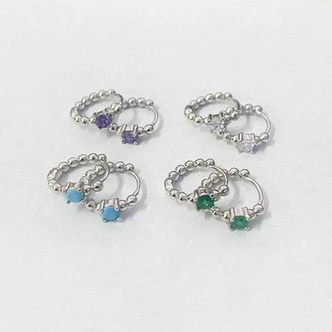 Orecchini a Cerchio Perlati in Argento Sterling S925 per Donna Zirconia Rotonda Intarsiata Gioielli Geometrici di Lusso Leggero