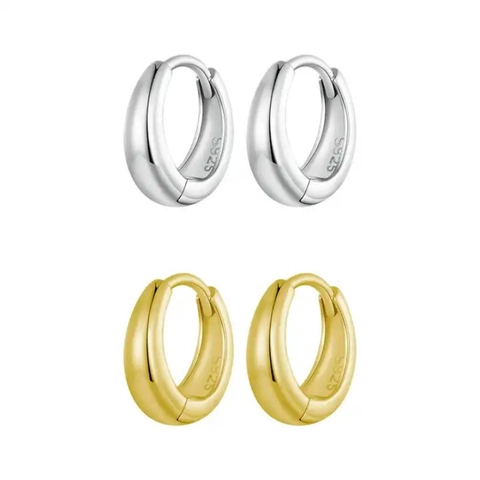 Orecchini a Cerchio Minimalisti in Argento Sterling 925 per Donna Orecchini Huggie Piccoli e Leggeri Placcati Oro Argento