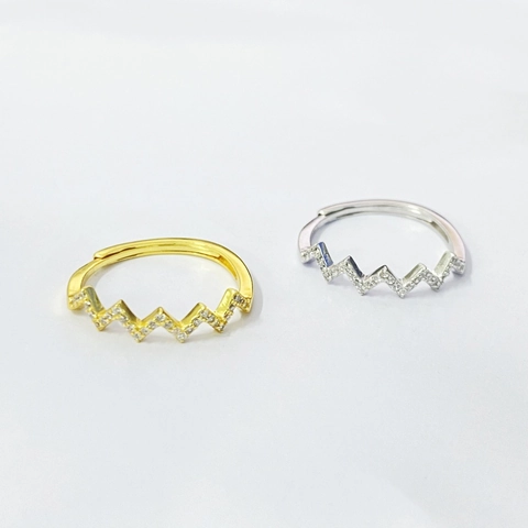 S925 Sterling Silver Wave Ring For Women Zirconia Inlaid Adjustable Open Ring Minimalist Fashion Finger Jewelry Gift