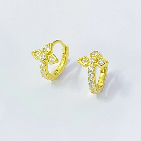 925 Sterling Silver Cross Hoop Earrings For Women Gold Plated Zirconia Inlaid Huggie Earrings Elegant Luxury Jewelry Gift