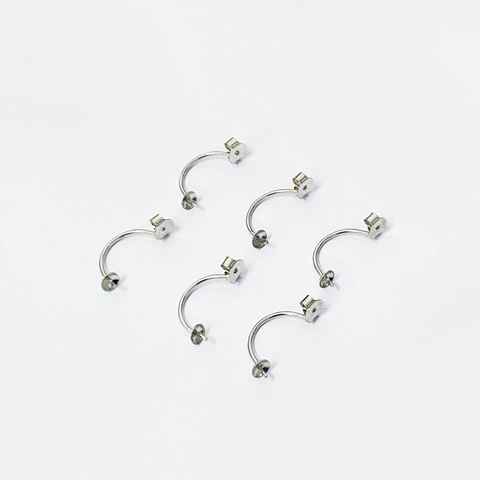 Componenti per Orecchini Fai da Te in Argento Sterling 925 Forma a C Curva con Vassoio per Perline Placcati in Platino per Gioielli