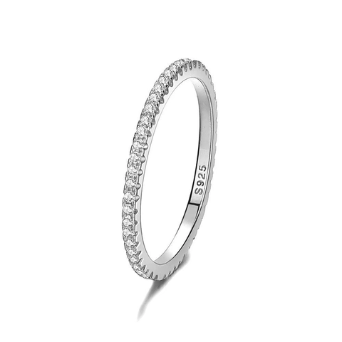 925 Sterling Zilver Zirconia Rij Diamant Ring Niche Ontwerp Lichte Luxe Ingelegde Zircon Eternity Vingerring Vrouwen Sieraden