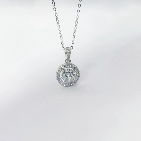 Classic 925 Sterling Silver Round Halo Pendant Necklace For Women Zirconia Inlaid Clavicle Chain Luxury Fashion Jewelry Accessory