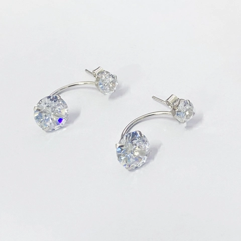 Orecchini a Bottone a Forma di U in Argento Sterling 925 con Doppia Zirconia Minimalisti Moda Due Modi di Indossare Gioielli in Zirconia per Donna Regalo