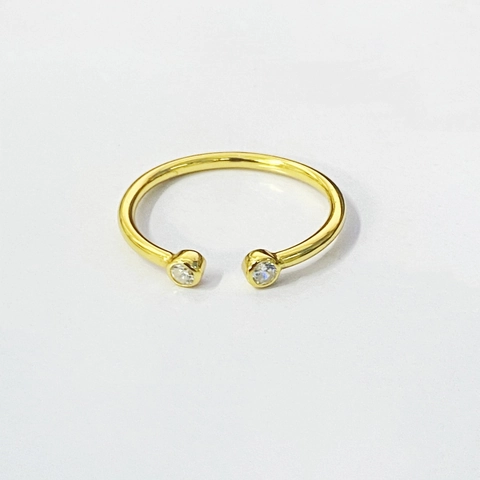 925 Sterling Silver Double Zirconia Open Ring For Women Minimalist Adjustable Stackable Platinum Gold Plated Geometric Fashion Finger Jewelry