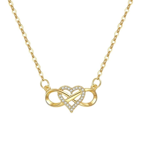 Collana con Ciondolo a Cuore Infinito in Argento Sterling 925 per Donna con Zirconia Intarsiata Elegante Regalo di Gioielli