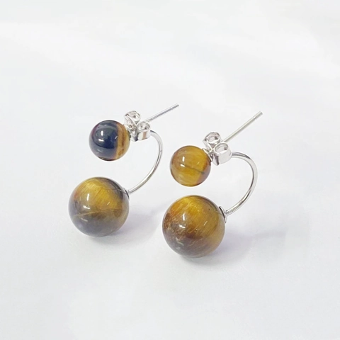 Vintage Paleis Stijl 925 Sterling Zilver Tijgeroog Oorknopjes Voor Vrouwen Retro Natuursteen Ingelegde Zirconia Sieraden