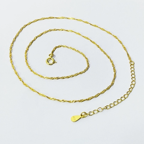 925 Sterling Silver Water Wave Chain Necklace For Women Minimalist Gold Platinum Plated Singapore Chain Jewelry Gift