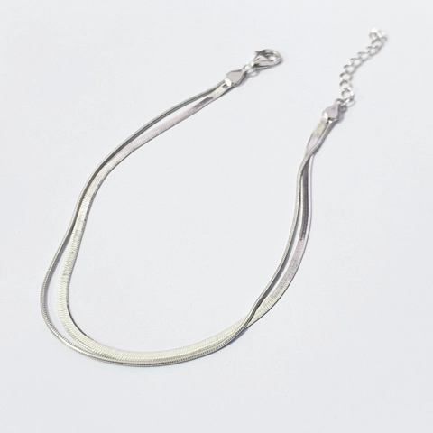 Bracciale a Catena a Serpente a Doppio Strato in Argento Sterling S925 per Donna Minimalista Elegante Stile INS Gioielli