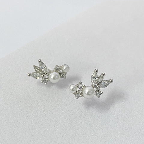 Orecchini a Lobo ad Ala in Argento Sterling 925 Retro Francese Con Zirconia e Perla Artificiale Eleganti Orecchini a Piuma Donna