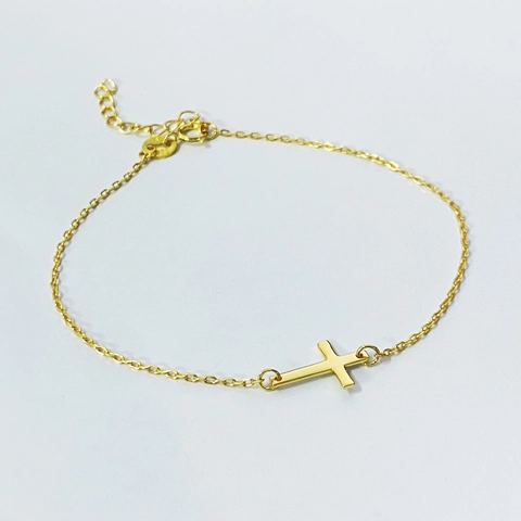 Minimalistisches Armband aus 925 Sterlingsilber mit Kreuz für Damen Verstellbare Dünne Kette Ins-Stil Religiöser Schmuck