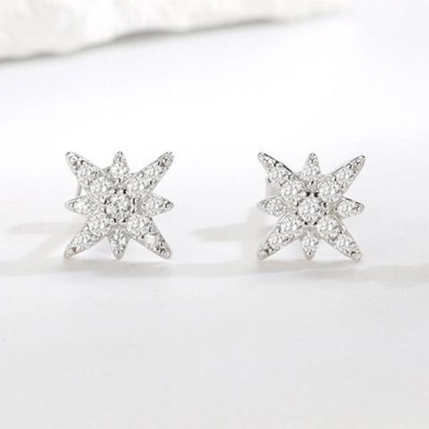 Orecchini a Bottone a Stella in Argento Sterling 925 per Donna Orecchini a Stella Polare con Zirconia Lucida Gioielli Minimalisti Eleganti