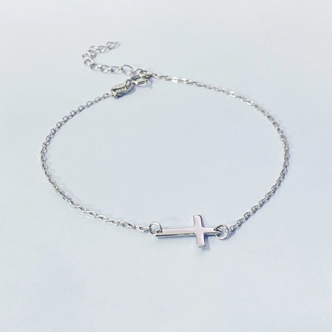 Minimalistisches Armband aus 925 Sterlingsilber mit Kreuz für Damen Verstellbare Dünne Kette Ins-Stil Religiöser Schmuck