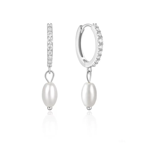 Elegante 925 Sterling Silber Süßwasserperle Creolen Für Damen Mit Zirkonia Premium Mode Ohrschmuck Als Hochzeitsgeschenk
