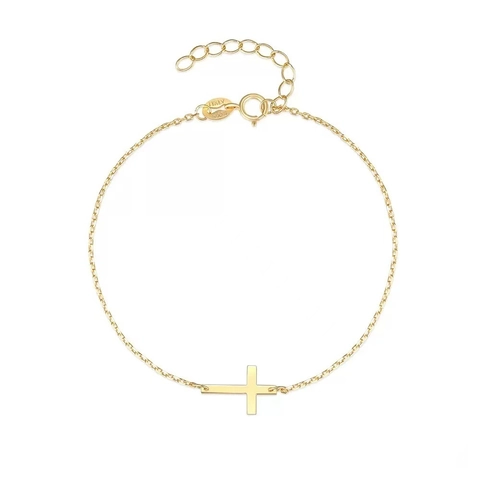 Bracciale a Croce in Argento Sterling 925 per Donna Minimalista Regolabile Italia S925 Galvanizzato Catena a Maglie Gioielli Regalo