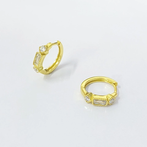Orecchini a Cerchio Geometrici in Argento Sterling 925 con Zirconia Rettangolare Orecchini Huggie Minimalisti da Donna Gioielli