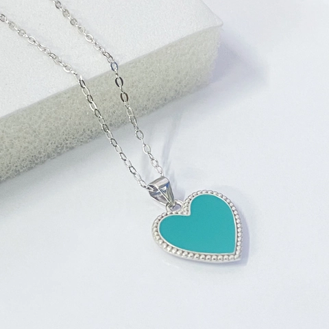 Collana con Pendente a Cuore in Argento Sterling 925 Smalto Minimalista Catena Sottile Gioielli Donna Regalo Elegante