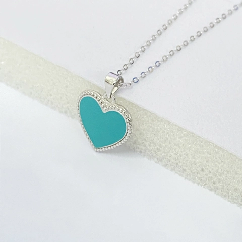Collana con Pendente a Cuore in Argento Sterling 925 Smalto Minimalista Catena Sottile Gioielli Donna Regalo Elegante