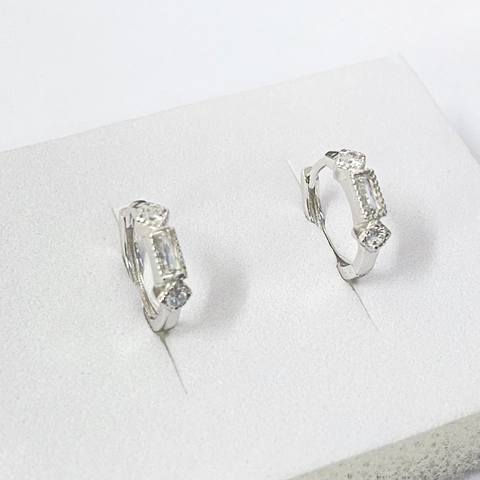 Orecchini a Cerchio Geometrici in Argento Sterling 925 con Zirconia Rettangolare Orecchini Huggie Minimalisti da Donna Gioielli