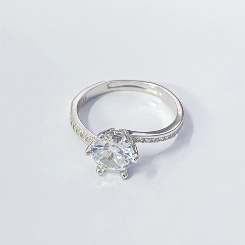 925 Sterling Silver Adjustable Snowflake Ring Classic Six-Prong Round Zirconia Engagement Ring Elegant Jewelry For Women Gift