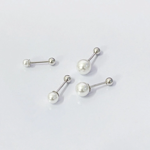 Pendientes de Botón de Plata de Ley 925 Con Perla de Concha y Cierre de Tornillo para Mujer Joyería Elegante de Perlas Artificiales Redondas