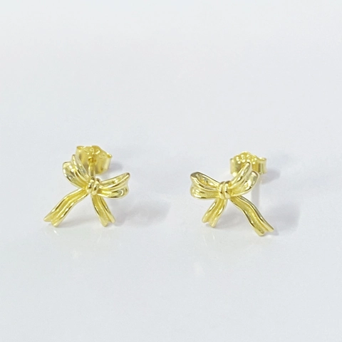 S925 Sterling Silver Bowknot Stud Earrings For Women Elegant Gold Bow Minimalist Ribbon Earrings Daily Fashion Jewelry