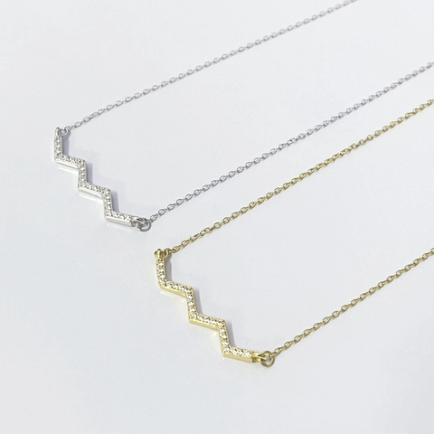 925 Sterlingsilber Zirkonia Welle Anhänger Halskette Für Damen Geometrisch Eingelegte Zickzack Schlüsselbeinkette Schmuck