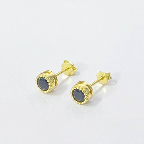 Orecchini a Bottone in Argento Sterling S925 con Zirconia Placcati Oro Tondi Geometrici Vintage Lusso Leggero Donna Gioielli
