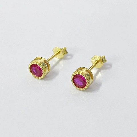 Vintage Orecchini a Bottone in Argento Sterling 925 con Zirconia per Donna Lusso Leggero Tondo Bordo Perlinato Geometrico Gioielli Regalo