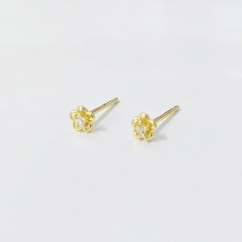925 Sterling Silver Hollow Flower Stud Earrings For Women Korean Style Gold Zircon Inlaid Floral Jewelry Minimalist Earrings