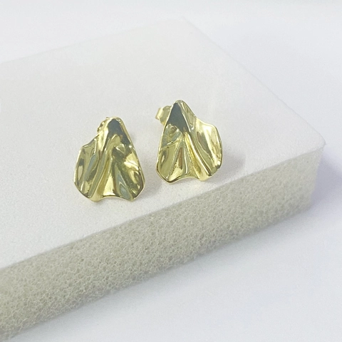 925 Sterling Zilver Onregelmatige Gedraaide Plaat Oorknopjes Minimalistische Golvende Textuur Vergulde Mode Geometrische Oorbellen Sieraden