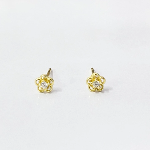 925 Sterling Silver Hollow Flower Stud Earrings For Women Korean Style Gold Zircon Inlaid Floral Jewelry Minimalist Earrings