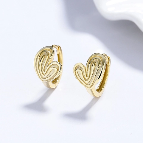 Orecchini a Cerchio a Cuore con Strisce in Argento Sterling 925 per Donna Gioielli Geometrici Semplici Orecchini Huggie Placcati Oro Argento
