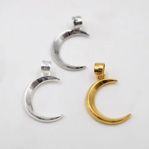 S925 Sterling Silver Crescent Moon Pendant Only For Women Minimalist Inlaid Rhinestone Gold Silver White Gold DIY Accessories Without Chain
