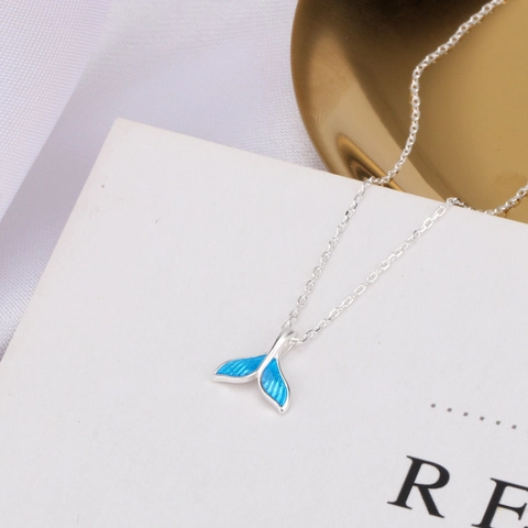 Collana con Coda di Balena in Argento Sterling 925 per Donna Ragazze Ciondolo a Coda di Sirena in Smalto Blu Gioielli Quotidiani in Stile Marino Minimalista