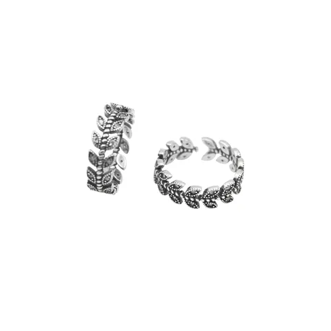 S925 Sterlingsilber Vintage Blatt Offener Ring Für Damen Thai Silber Verstellbar Retro Zweig Design Mode Schmuck Fingerring Geschenk