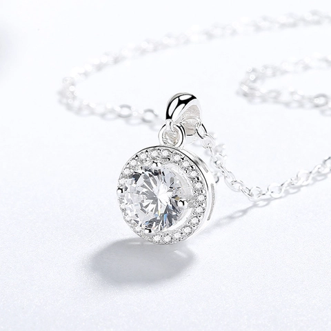 925 Sterling Silver Round Halo Zirconia Pendant Only Without Chain Elegant Pendant Jewelry For Women