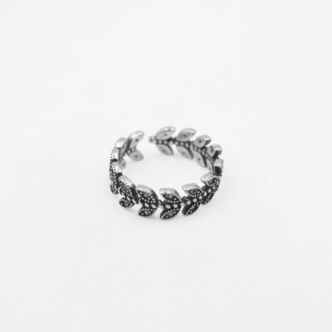 S925 Sterlingsilber Vintage Blatt Offener Ring Für Damen Thai Silber Verstellbar Retro Zweig Design Mode Schmuck Fingerring Geschenk