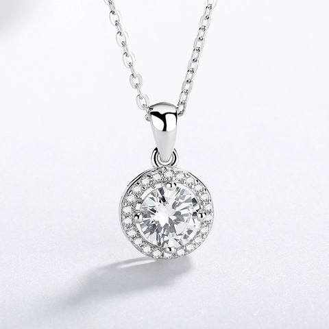 925 Sterling Silver Round Halo Zirconia Pendant Only Without Chain Elegant Pendant Jewelry For Women