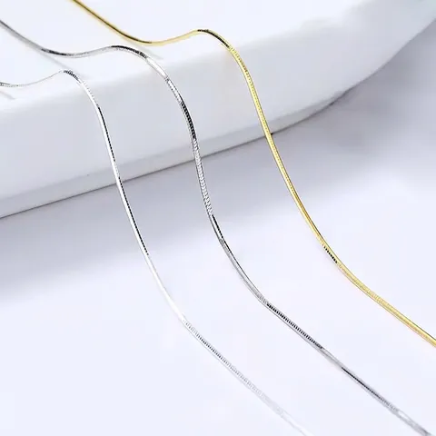 S925 Sterling Silver Snake Chain Necklace For Women Minimalist DIY Beadable Bare Chain Gold Silver Fashion Jewelry Neck Chain