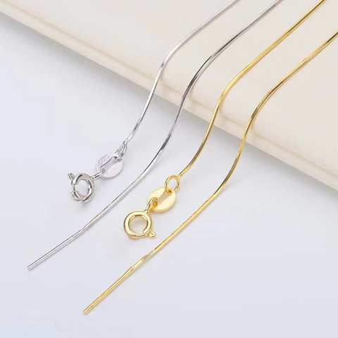 S925 Sterling Silver Snake Chain Necklace For Women Minimalist DIY Beadable Bare Chain Gold Silver Fashion Jewelry Neck Chain