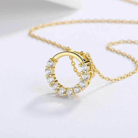 925 Sterling Silver Round Halo Pendant For Women Minimalist Rhinestone Inlaid Clavicle Charm Without Chain Jewelry Gift