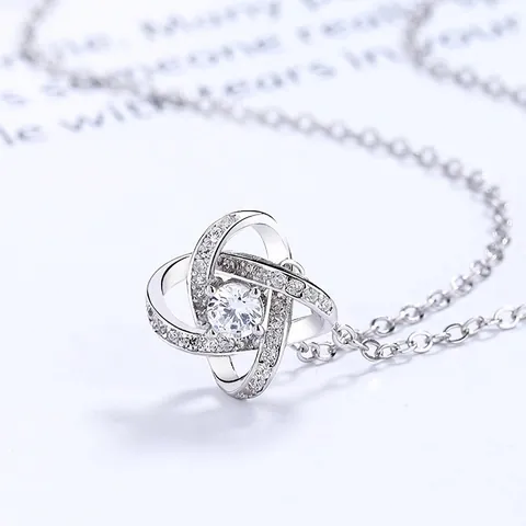 925 Sterling Silver Clover Heart Zirconia Pendant Necklace For Women Rose Gold Platinum Plated Elegant Korean Jewelry Gift