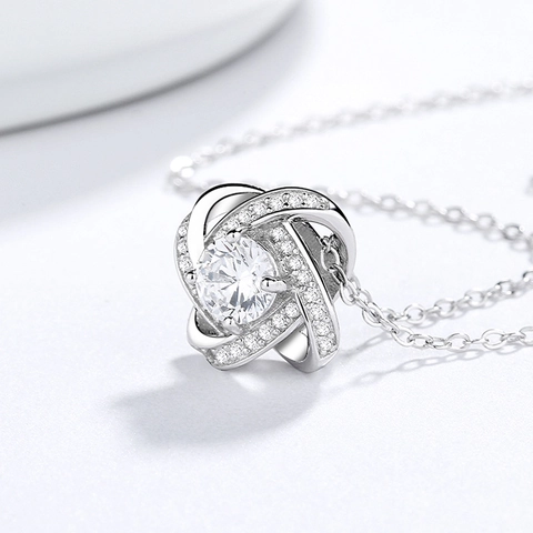 925 Sterling Silver Clover Heart Zirconia Pendant Necklace For Women Rose Gold Platinum Plated Elegant Korean Jewelry Gift